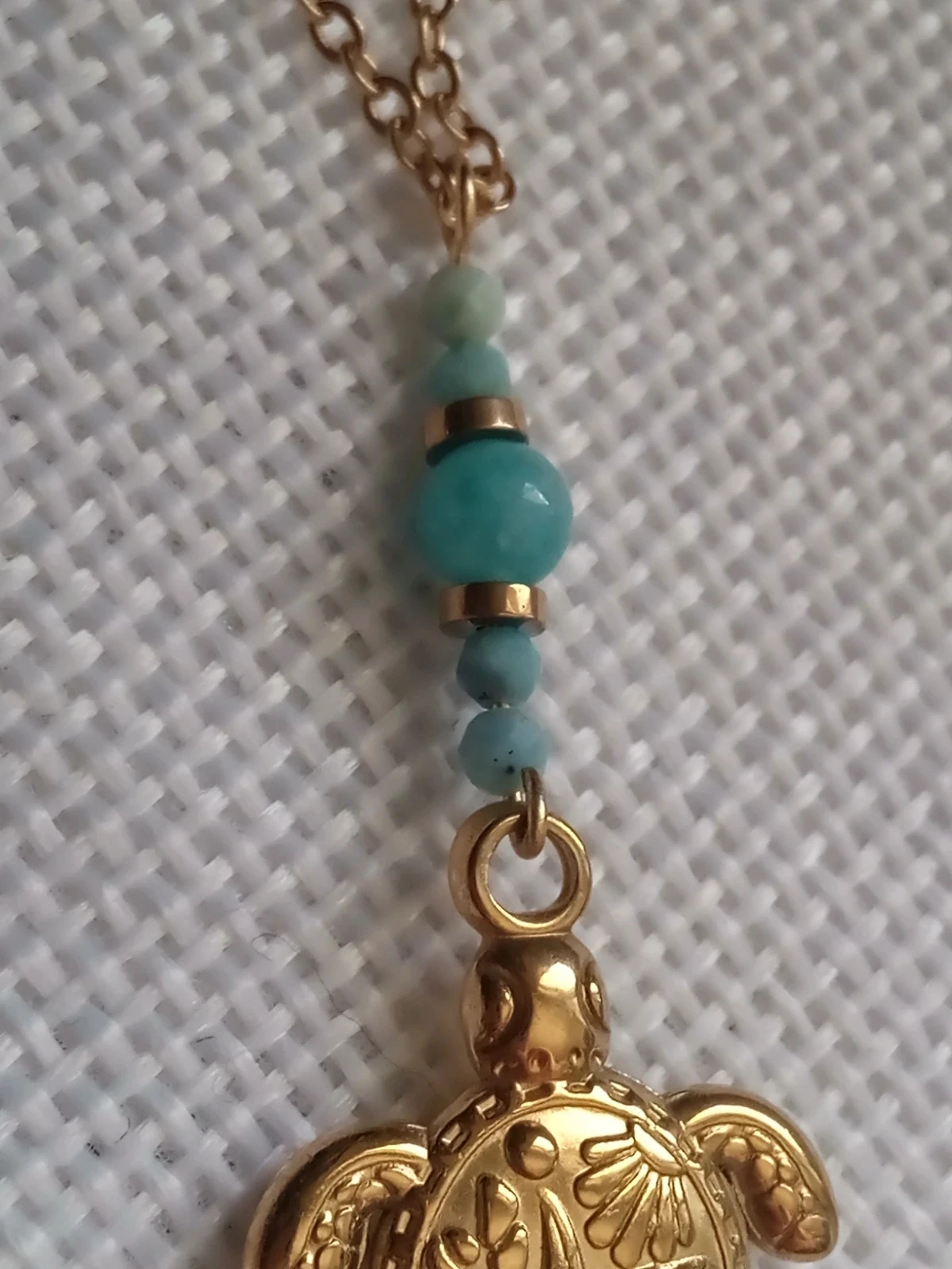 Collier tortue pierres d' amazonite naturelle – photo 3